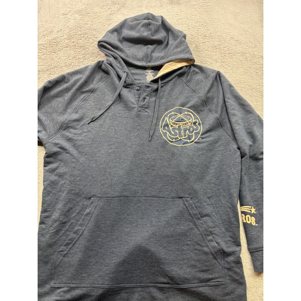 Houston‎ Astros Cooperstown Collection Henley Hoodie Mens XL Blue True Fan MLB